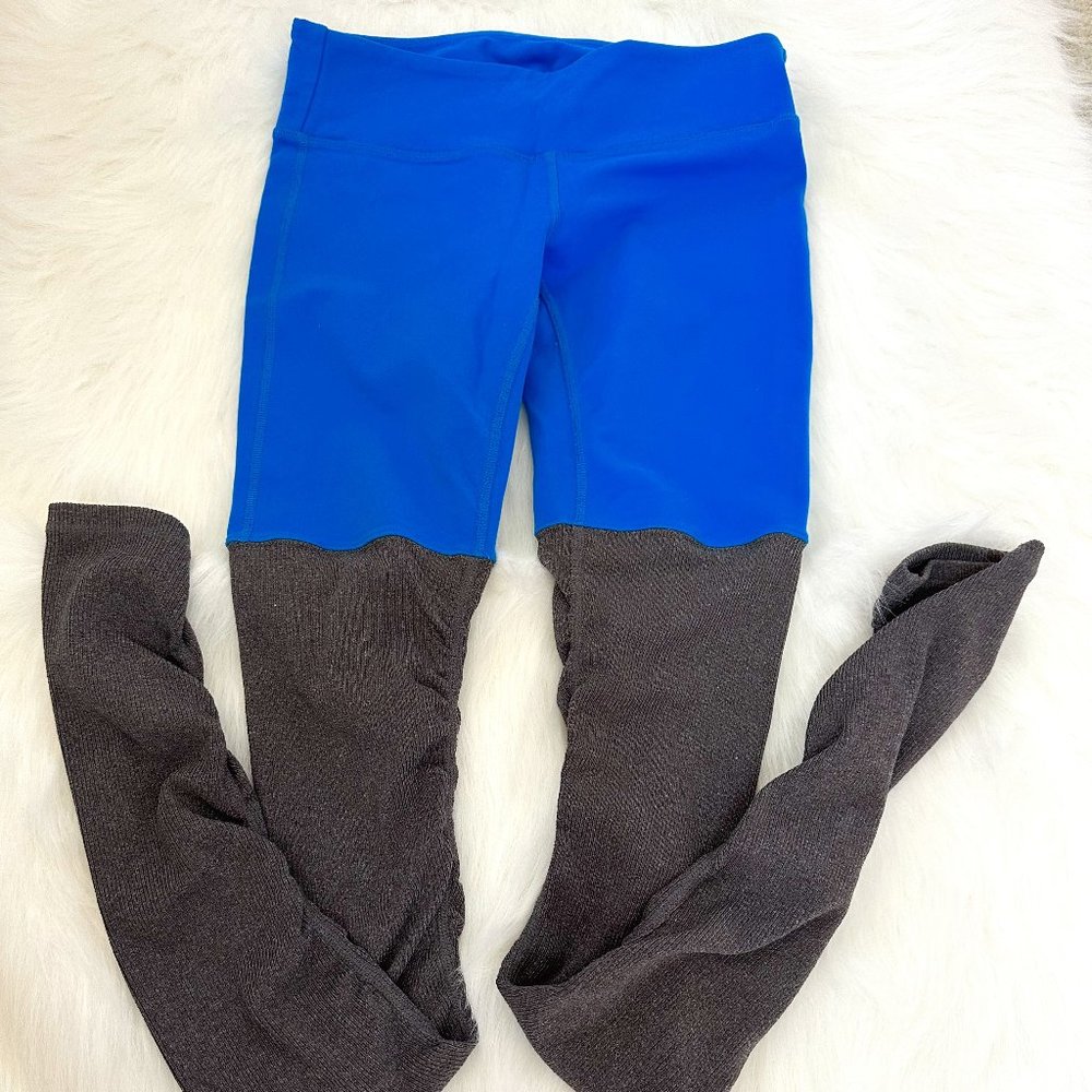 ALO Yoga Two-Tone Blue and Charcoal Leggings